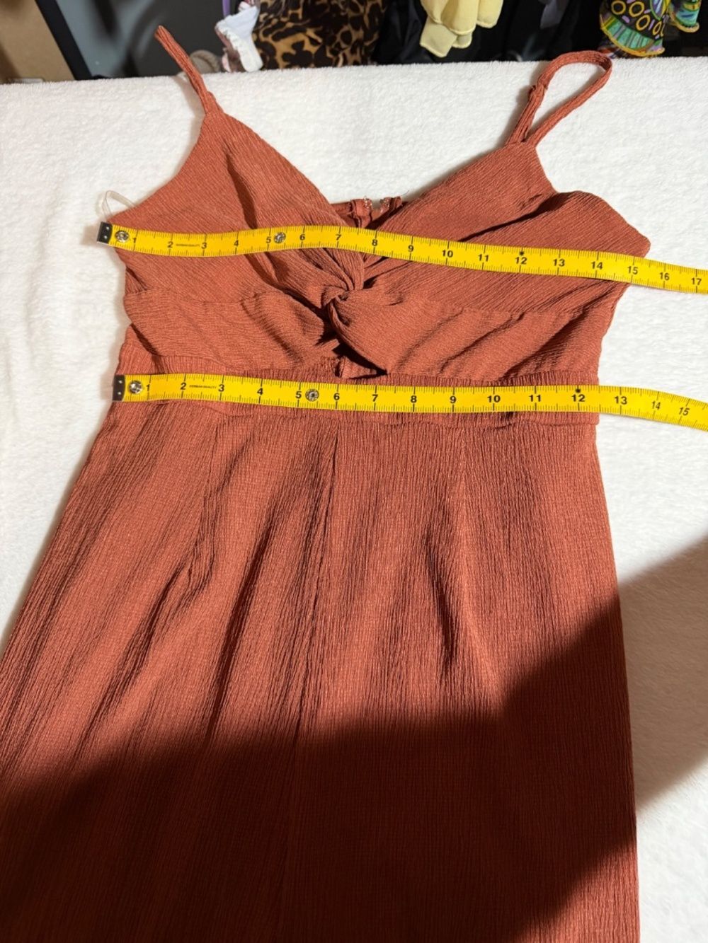 Trixxi Terracotta Twist-Front Wide Leg Jumpsuit Size M - Picture 9 of 9